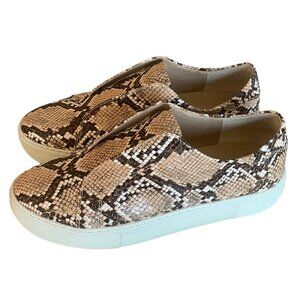 J/SLIDES Brown + Black Embossed Snake Skin "Heidi" Slip-On Platform Sneakers 6